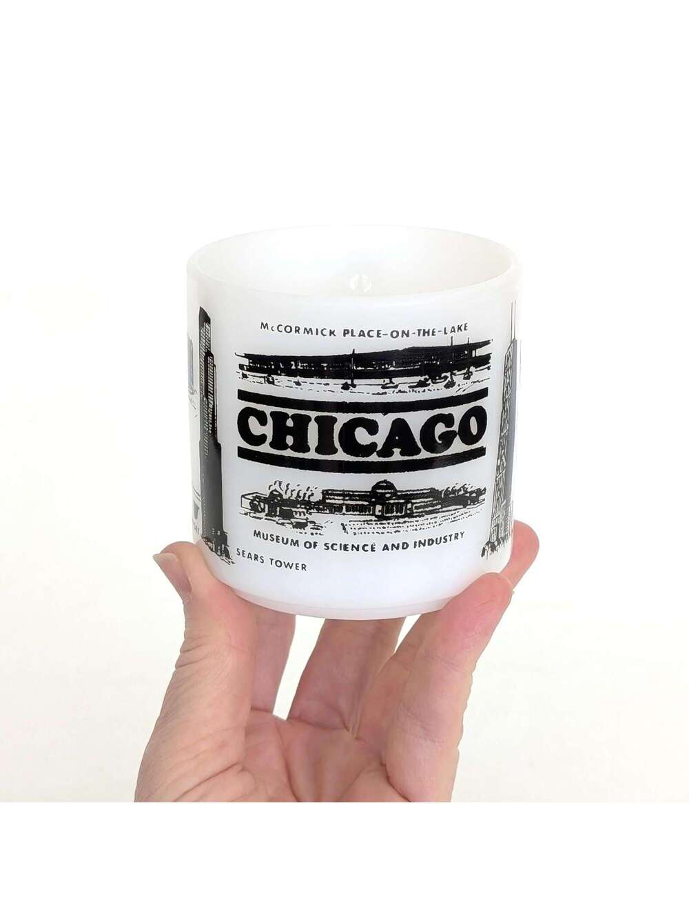Vintage Federal Glass Chicago Milk Glass Coffee Mug